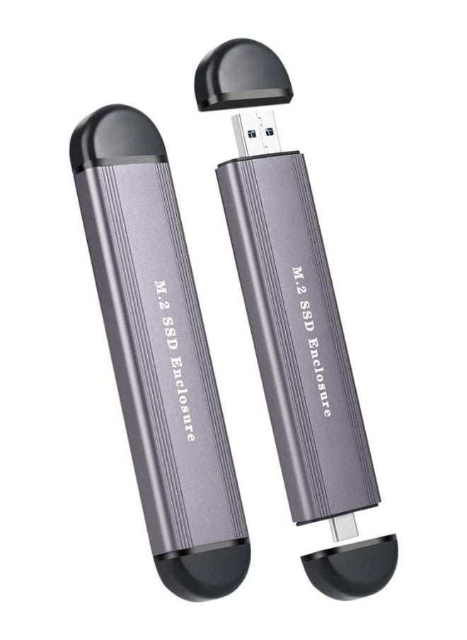 إكس أل تي محول M.2 SSD Enclosure NVME NGFF ثنائي البروتوكولات مع دعم USB C لحجم 2242/2260/2280 فضي  - Image 1
