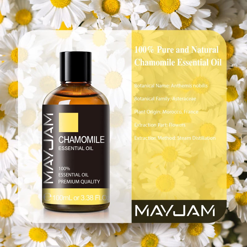 MAYJAM Chamomile Essential Oil(100ml) - MAYJAM 3.38fl.oz Pure Essential Oils - Use in Aromatherapy, Massage Blend & Diffusers - Chamomile Oil - Image 2