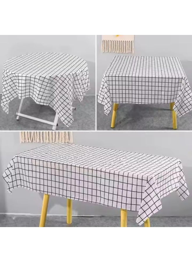 مفرش طاولة كلاسيكي بنمط مربعات - لمسة من الأناقة الريفية العصرية (ابيض ) - Image 1