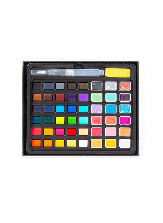 H&B Watercolor Paint Set 48 Colors Professional Art Supplies Including 18 Pearlescent and 30 Fluorescent Colors with Watercolor Brush Pen  - Image 1