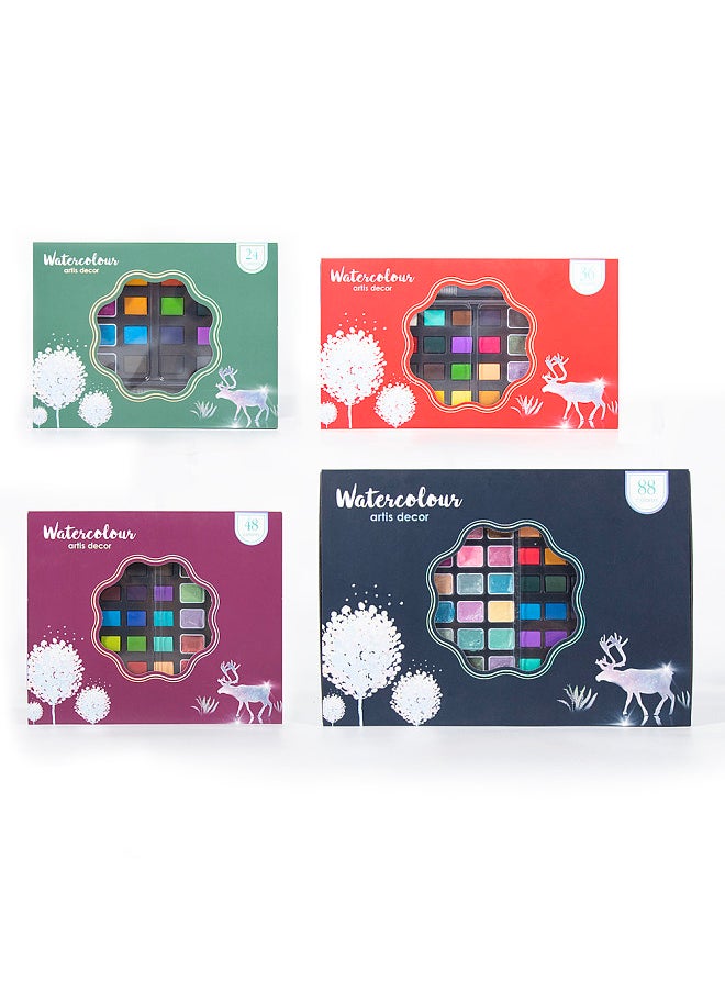 H&B Watercolor Paint Set 48 Colors Professional Art Supplies Including 18 Pearlescent and 30 Fluorescent Colors with Watercolor Brush Pen  - Image 5