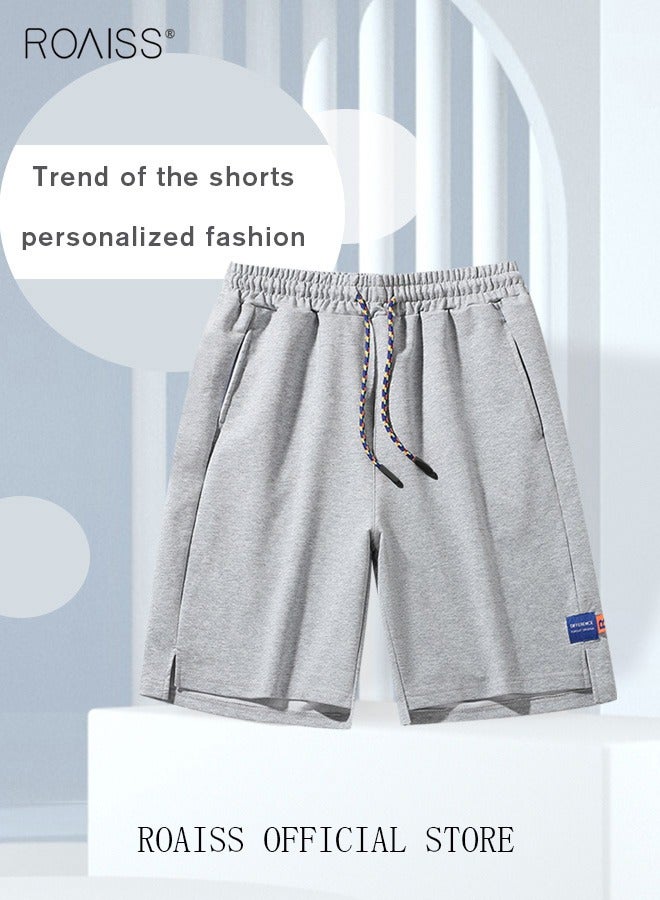 roaiss Men's Casual Drawstring Waist Swimming Trunks Beachwear Beach Pants Loose Five-point Pants Sports Running Boxer Swim Shorts Swimsuit Summer Everyday Clothing Grey  - Image 2
