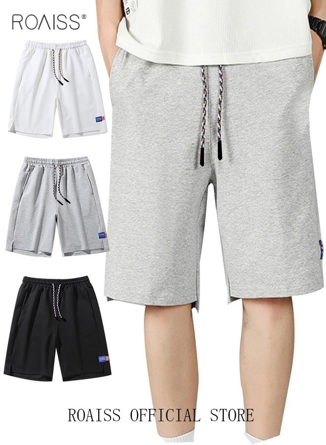 roaiss Men's Casual Drawstring Waist Swimming Trunks Beachwear Beach Pants Loose Five-point Pants Sports Running Boxer Swim Shorts Swimsuit Summer Everyday Clothing Grey  - Image 1