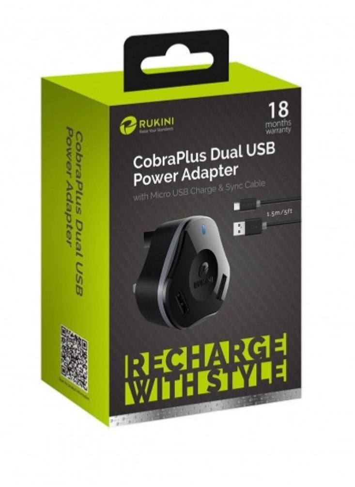 ماركة غير محددة روكيني  فيش جداري مايكرو  USB مخرجين و سلك مايكرو 1.5متر اسود  - Image 5