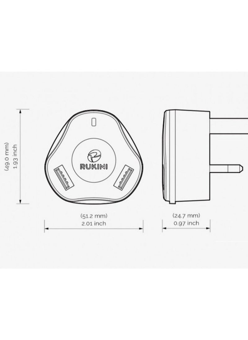 ماركة غير محددة روكيني  فيش جداري مايكرو  USB مخرجين و سلك مايكرو 1.5متر اسود  - Image 4