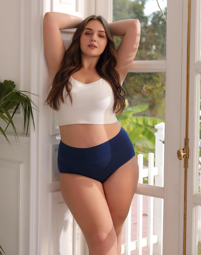 INNERSY Women's Plus Size XL-6XL Cotton Underwear High Waisted Briefs Panties 4-Pack(Midnight Sands,XX-Large) - Image 2