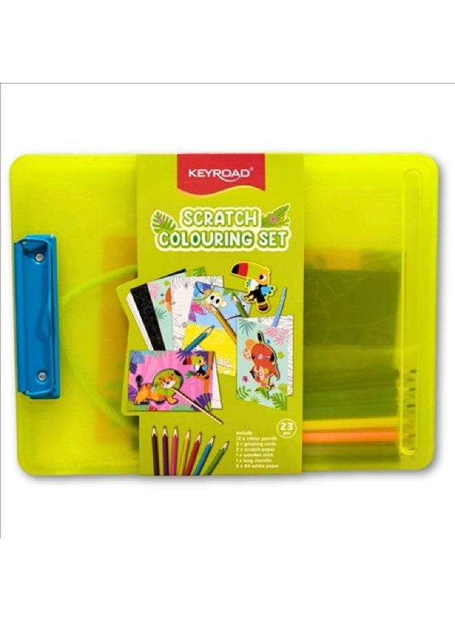 كيرود مجموعة عمل كروت هدايا سكراتش تحتوي الوان خشبية وبطاقة تلوين وادوات كيرود - Image 1