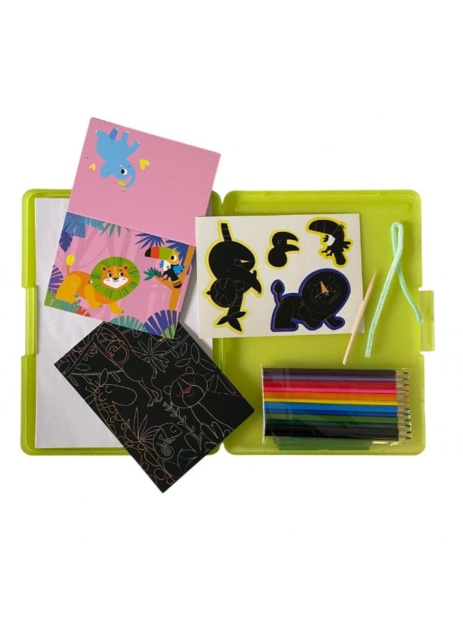 كيرود مجموعة عمل كروت هدايا سكراتش تحتوي الوان خشبية وبطاقة تلوين وادوات كيرود - Image 3