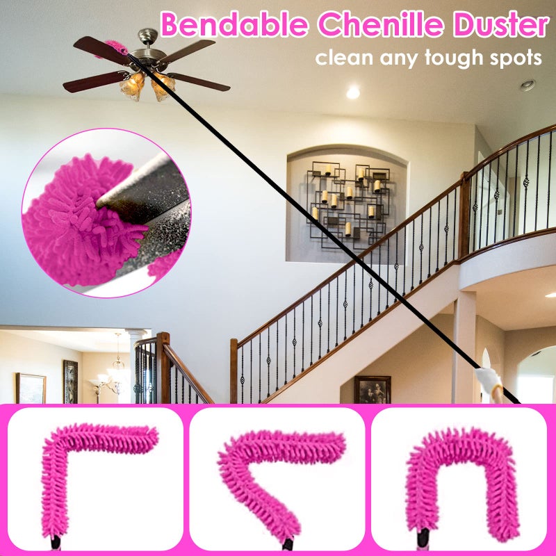 CALBEAU 15 Foot Dusters for Cleaning, Duster with Extension Pole 7-15ft, Microfiber Feather Duster Used for Cleaning Ceiling Fan, High Window, Blinds, Shutters, Sofa, Cobweb Duster for Home (12 PCS) - Image 4