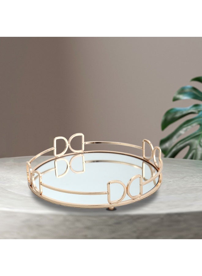 أولودينيز  صينية مرايا فاخرة باللون الذهبي الوردي – صينية تقديم أنيقة للضيافة والديكور المنزلي - Image 2