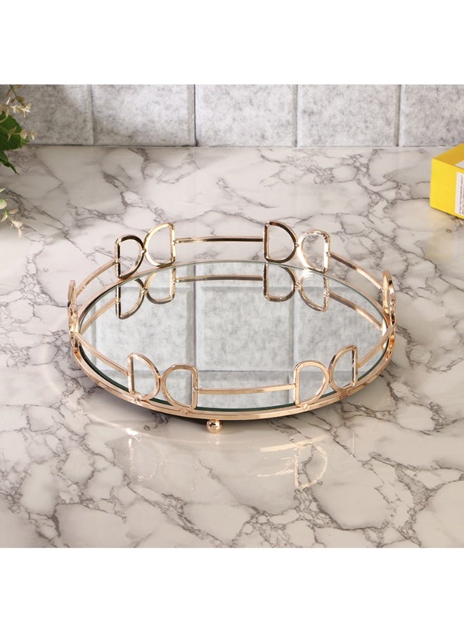 أولودينيز  صينية مرايا فاخرة باللون الذهبي الوردي – صينية تقديم أنيقة للضيافة والديكور المنزلي - Image 4