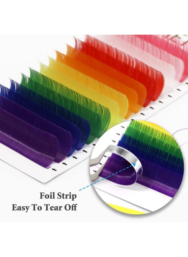 MERETON - 16 Rows Colored Lash Extensions White Pink Red Golden Yellow Green Blue Purple Mix Color 0.07Mm D Curl Color Lashes Extension Individual Single Classic Eyelash Extensions(0.07 D 14Mm) - Image 1