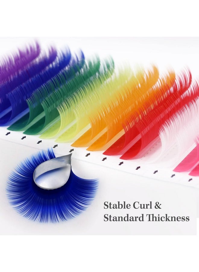 MERETON - 16 Rows Colored Lash Extensions White Pink Red Golden Yellow Green Blue Purple Mix Color 0.07Mm D Curl Color Lashes Extension Individual Single Classic Eyelash Extensions(0.07 D 14Mm) - Image 1