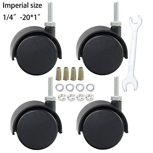 DICASAL 2" Shelving Caster, Swivel Stem Caster Wheel with 1/4" - 20 x 1 Thread Stem for Small Shelf and Furniture Pack of 4(No Brakes) - Image 3