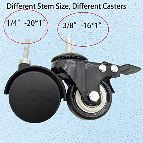 DICASAL 2" Shelving Caster, Swivel Stem Caster Wheel with 1/4" - 20 x 1 Thread Stem for Small Shelf and Furniture Pack of 4(No Brakes) - Image 5