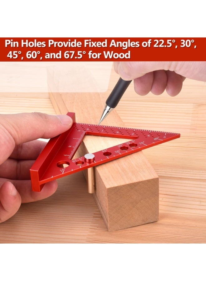 Small Square Tool with 0.7mm Automatic Pencil Fixed Miter Angle Pin 90 Degree Mini Woodworking Square Precision Woodworking Machinist Measuring Square for Marking Gauge Furniture and Cab - Image 2