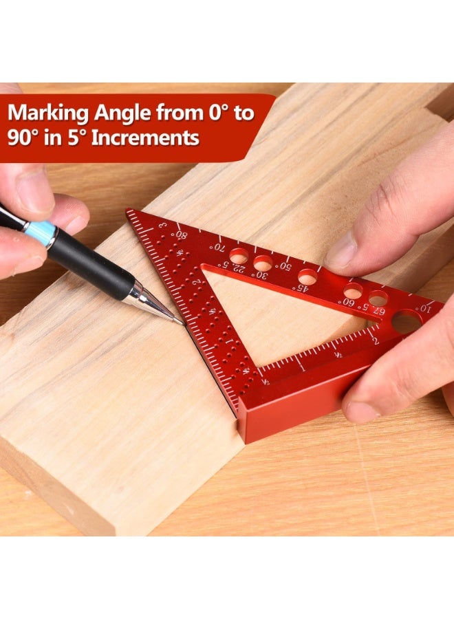Small Square Tool with 0.7mm Automatic Pencil Fixed Miter Angle Pin 90 Degree Mini Woodworking Square Precision Woodworking Machinist Measuring Square for Marking Gauge Furniture and Cab - Image 4