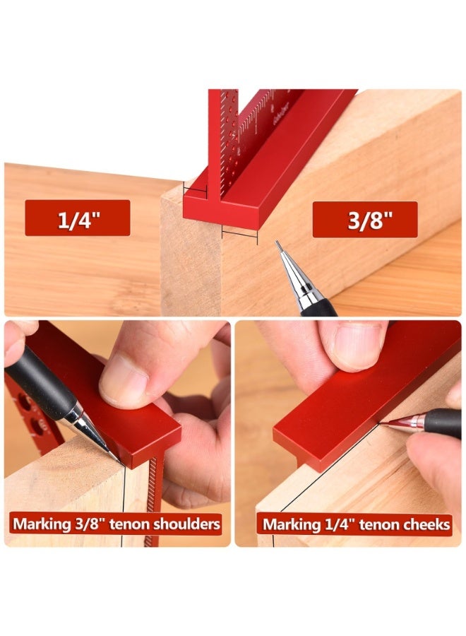 Small Square Tool with 0.7mm Automatic Pencil Fixed Miter Angle Pin 90 Degree Mini Woodworking Square Precision Woodworking Machinist Measuring Square for Marking Gauge Furniture and Cab - Image 5