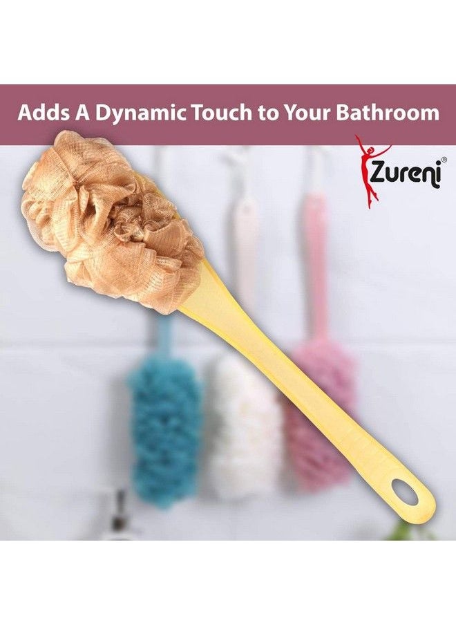 Zureni Bath Sponge & Brush With Long Handled Exfoliating Bath & Shower Loofah Body Back Brush Scrubber Soft Shower  - Image 3