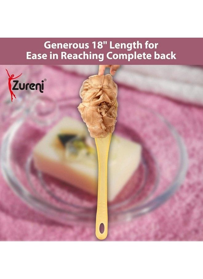 Zureni Bath Sponge & Brush With Long Handled Exfoliating Bath & Shower Loofah Body Back Brush Scrubber Soft Shower  - Image 5