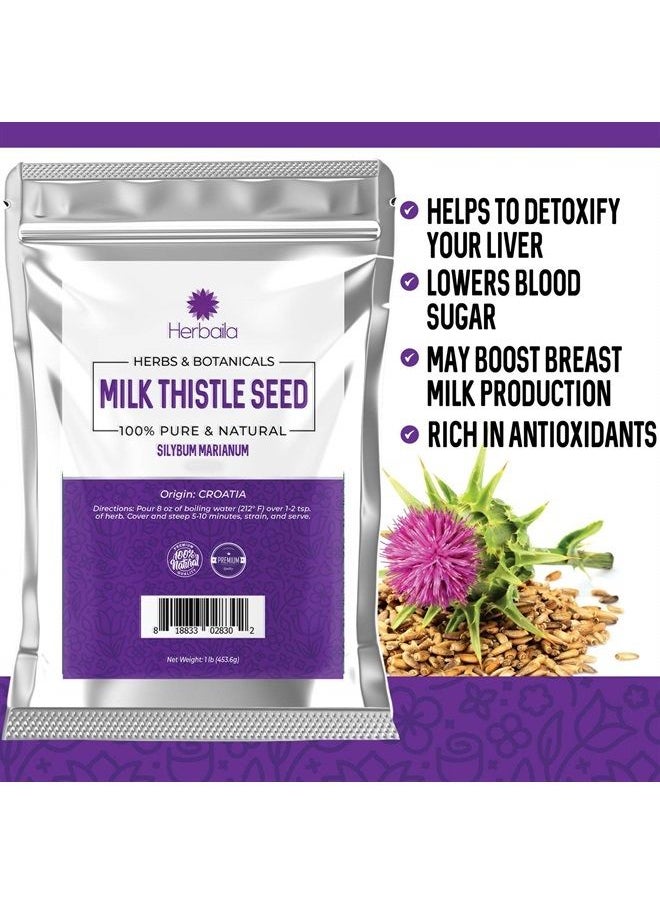 Herbaila - Milk Thistle Seeds, 1 lb. Silymarin Milk Thistle Tea, Bulk Milk Thistle Herb Whole Seeds, Pure Milk Thistle Bulk, Whole Milk Thistle Seeds, All Natural, Gluten Free, Non-GMO. 1 Pound.… - Image 1