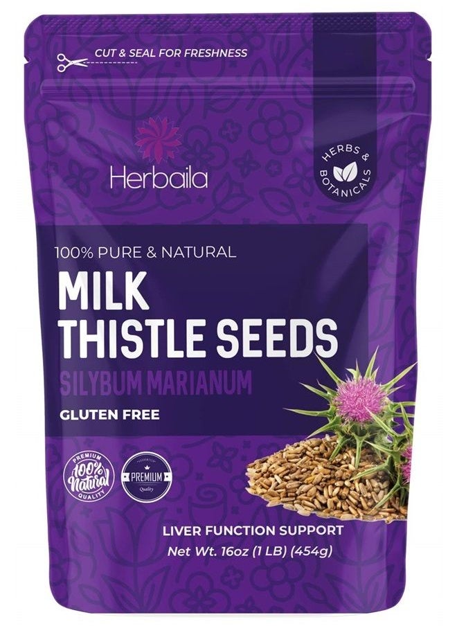Herbaila - Milk Thistle Seeds, 1 lb. Silymarin Milk Thistle Tea, Bulk Milk Thistle Herb Whole Seeds, Pure Milk Thistle Bulk, Whole Milk Thistle Seeds, All Natural, Gluten Free, Non-GMO. 1 Pound.… - Image 1