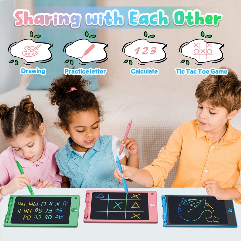 FLUESTON LCD Writing Tablet for Kids,Drawing Tablet for Boys Girls 3 4 5 6 7 8 Year,8.8 Inch 3pcs in 1 Pack Drawing Pad Toy Christmas Birthday Gifts for Toddler,Doodle Board Cute Dinosaur Unicorn - Image 4