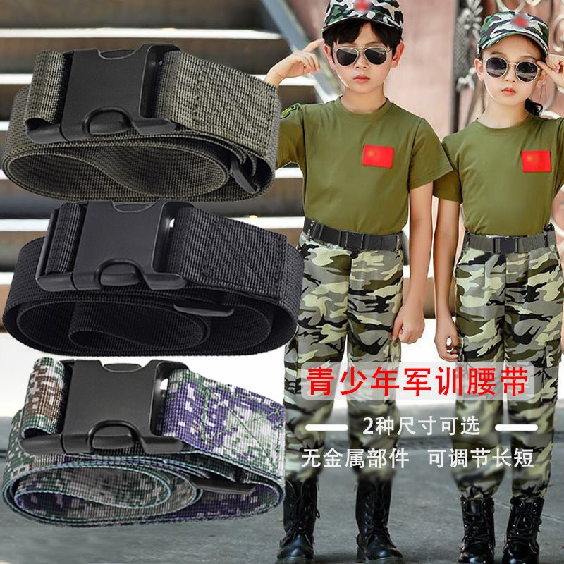 Children's Camouflage Military Training Belt Girls' Junior High School Students' Belt Boys' Junior Senior high school Canvas Buckle Belt - Image 2