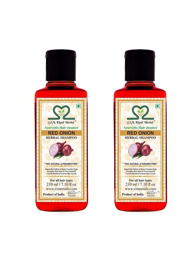 S2M KHADI HERBAL Ayurvedic Onion Shampoo For Hair Growth And Hair Fall Control 210 Ml (Pack Of 2) - Image 1