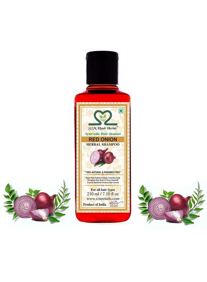 S2M KHADI HERBAL Ayurvedic Onion Shampoo For Hair Growth And Hair Fall Control 210 Ml (Pack Of 2) - Image 5