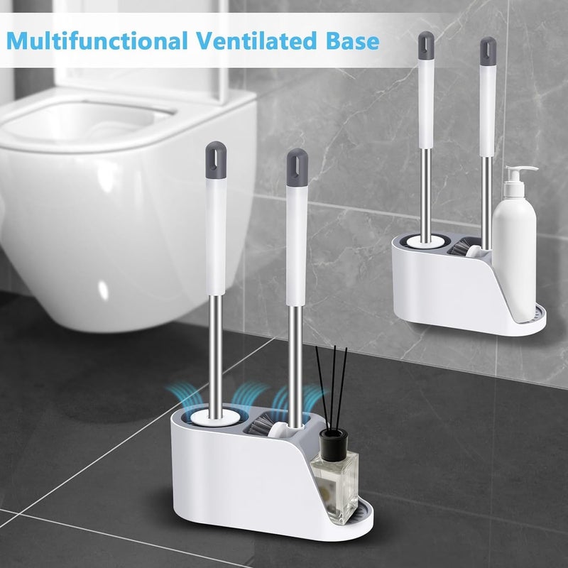 Hallstatt Silicone Toilet Brush With Holder Set Self Adhesive Wall Mounted And Free Stand Sleek Toilet Cleaner Brush With Ventilated Drying Stand Bathroom Cleaning Floor Scrubber Brushes - Image 2