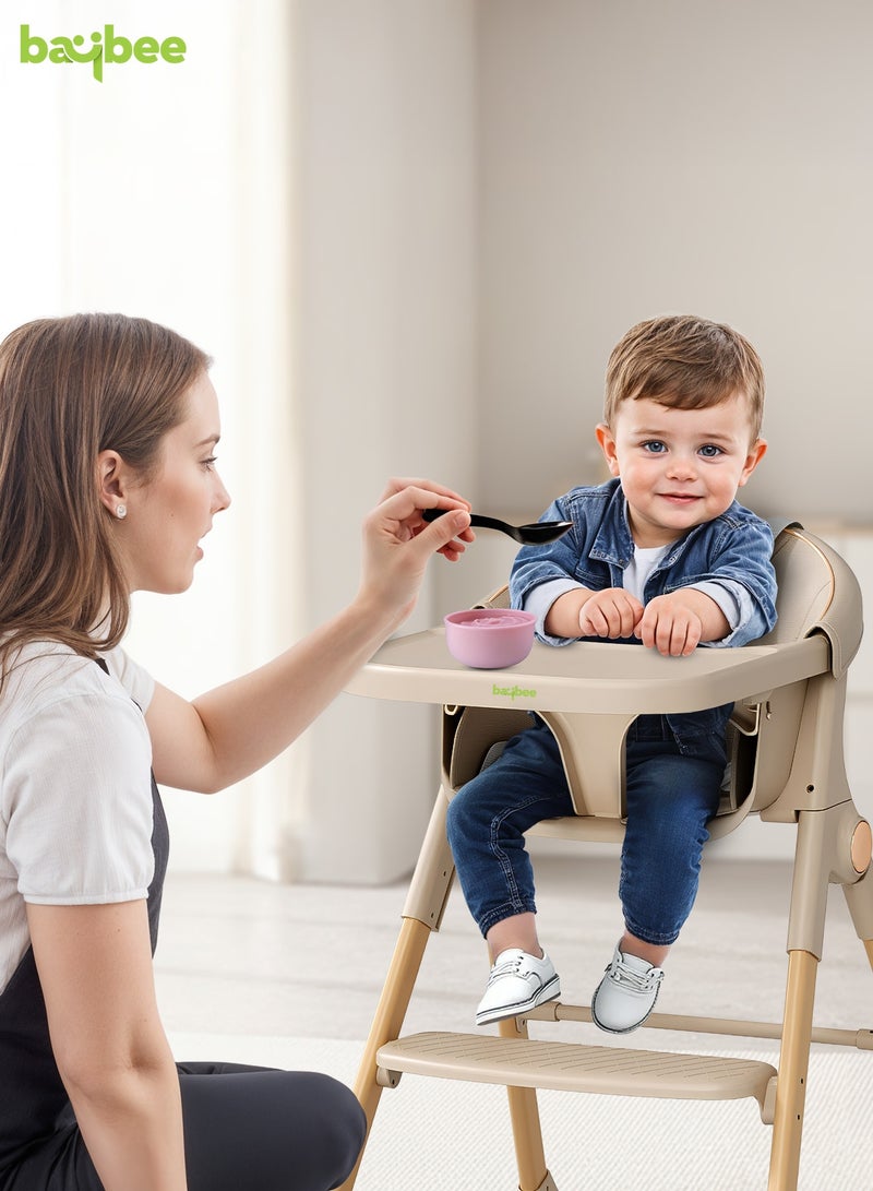 BAYBEE Premium 3-in-1 Convertible Baby High Chair for Kids | Toddler Dining Feeding Chair with Adjustable Height & 5-Point Safety Harness | Baby Chair with Adjustable Tray | Kids High Chair for Baby for 6 Months to 4 Years Boy Girl Beige - Image 2