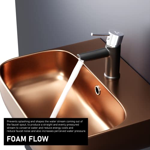 Pixaflo Florent Brass Single Lever Basin Mixer, Hot and Cold Water Mixer tap (for Home, Bathroom, Kitchen) with 450 mm Long Braided Hoses, Chrome (Matte Black) - Image 4
