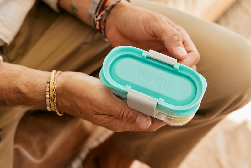 PackIt Mod Mini Bento Food Storage Container  Mint  Shatterproof Crystal Clear Base  with Leak-resistant Divider and Lid  Microwavable  Dishwasher Safe  Designed for Snacks On the Go  1 Cup Capacity - Image 5