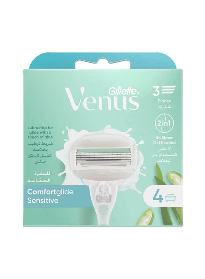 Venus Gillette ComfortGlide Sensitive Women's Razor, 4 Count - Image 1
