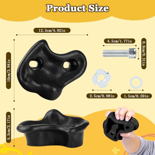 veimia 20PCS Black Rock Climbing HoldsHard Plastic Rock Climbing Wall for KidsExtra Large Climbing Rock Wall Grips with Mounting Hardware and Wrench for Indoor Outdoor PlaygroundInstalled on Wooden Board - Image 5