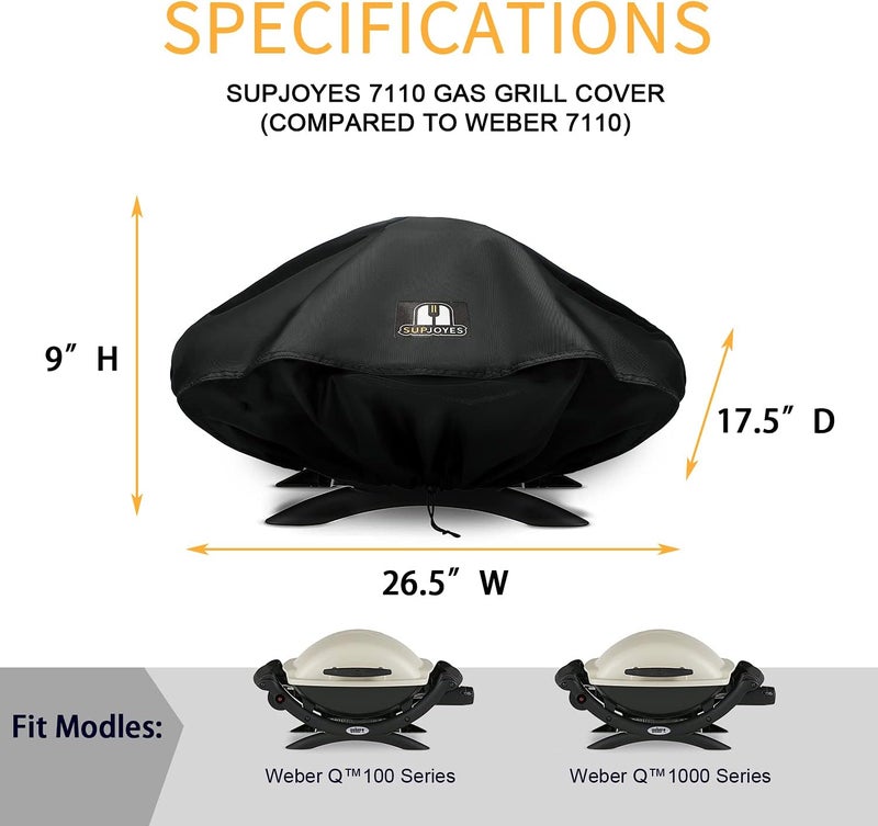 SUPJOYES غطاء شواية لشوايات Weber Q Series، غطاء شواية لـ Weber Q1200 و Q1000 و Q100 Series، غطاء شواية محمول - Image 2