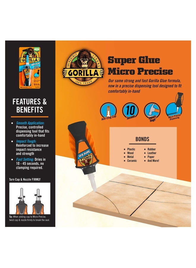 Gorilla Micro Precise Super Glue 5 5 Gram Clear Pack Of 1 102812  - Image 3