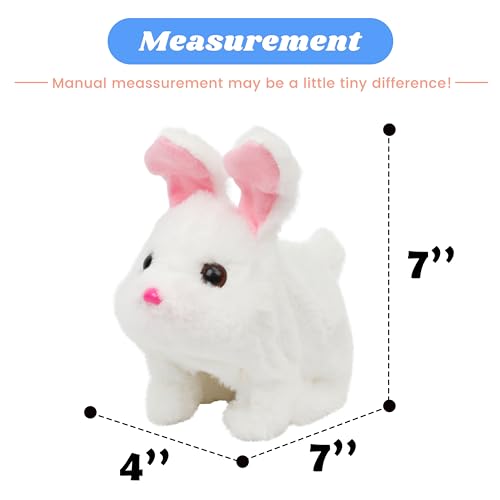 Hopearl Hopping Chubby Rabbit Interactive Electronic Pet Plush Bunny Toy with Sounds and Movements Animated Walking Wiggle Ears Twitch Nose Gifts for Toddlers Birthday White 7 - Image 5