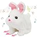 Hopearl Hopping Chubby Rabbit Interactive Electronic Pet Plush Bunny Toy with Sounds and Movements Animated Walking Wiggle Ears Twitch Nose Gifts for Toddlers Birthday White 7 - Image 2