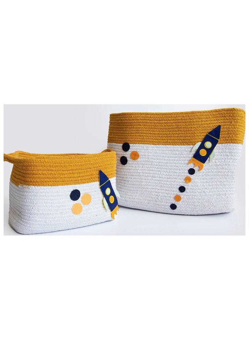 Yellow Doodle سلال حبال قطنية صفراء - طفل الكون (مجموعة من 2) - Image 2