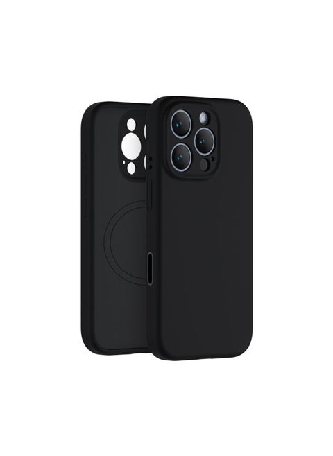 Suitable For IPhone16Pro Liquid Silicone Magnetic Suction Mobile Phone Case Smart Sensor Camera Button Mobile Phone Protective Case-Color:Black-Applicable Models:iPhone16 Pro Max