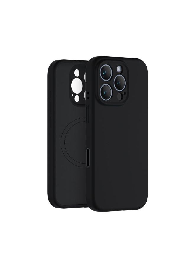 Suitable For IPhone16Pro Liquid Silicone Magnetic Suction Mobile Phone Case Smart Sensor Camera Button Mobile Phone Protective Case-Color:Black-Applicable Models:iPhone16 Pro Max  - Image 1
