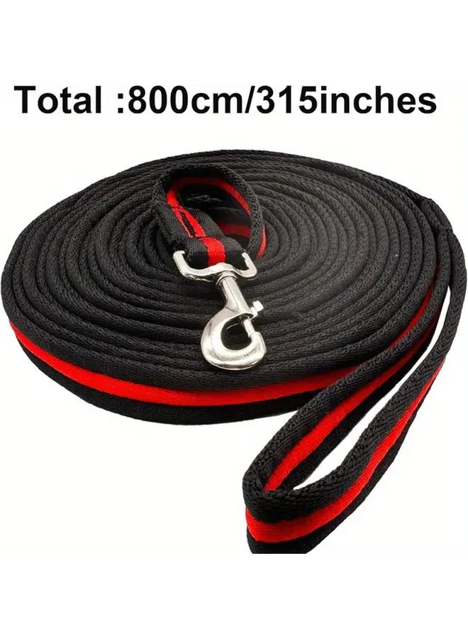 حبل انزلاق الجر الفاخر للخيول 26 قدم 8 أمتار أسود وأحمر مع وصلة دوّارة وكرابين تدريب - Image 2