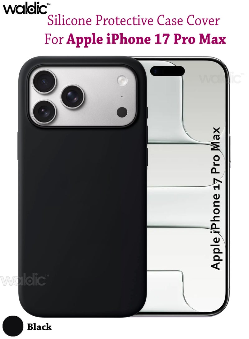Waldic Apple iPhone 17 Pro Max Silicone Case Cover | Silicone Case Cover Designed for Apple iPhone 17 Pro Max | Apple iPhone 17 Pro Max Case Camera and Drop Protection Thin Protective Back Cover Case for Apple iPhone 17 Pro Max - Black - Image 1