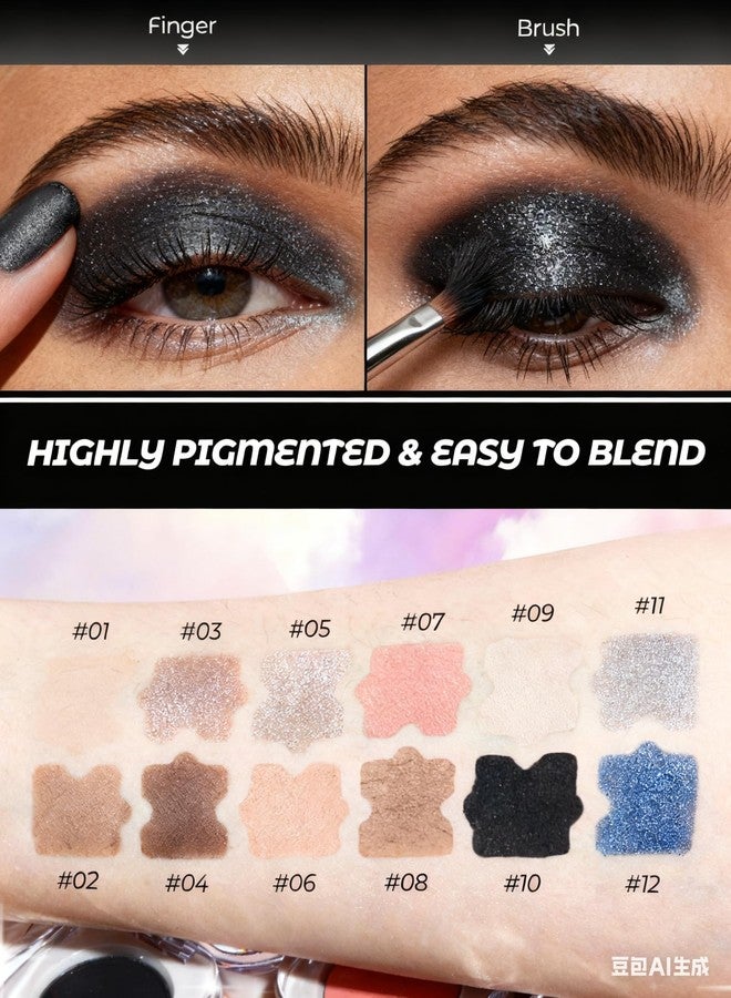 SUMEITANG Sultry Smoky Eyeshadow Palette- Jet Black Shimmer Eye Shadow Powder for a Dramatic Look | Buildable Pigment from Soft to Intense, All-Day Wear | Perfect for Stage, Halloween & Gothic Makeup - Image 5
