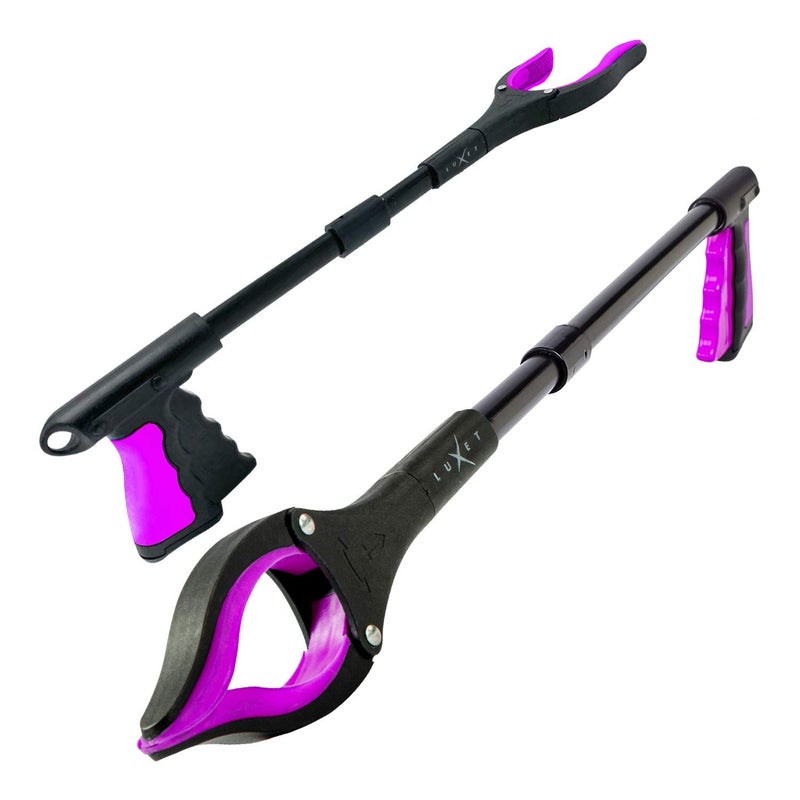 Luxet Grabber Reacher Tool 19 Inch Long, Foldable Pick Up Stick - Strong Grip Magnetic Tip - Heavy Duty Trash Picker Claw Reacher Grabber Tool Elderly Wheelchair Mobility Aid (Pink) - Image 2