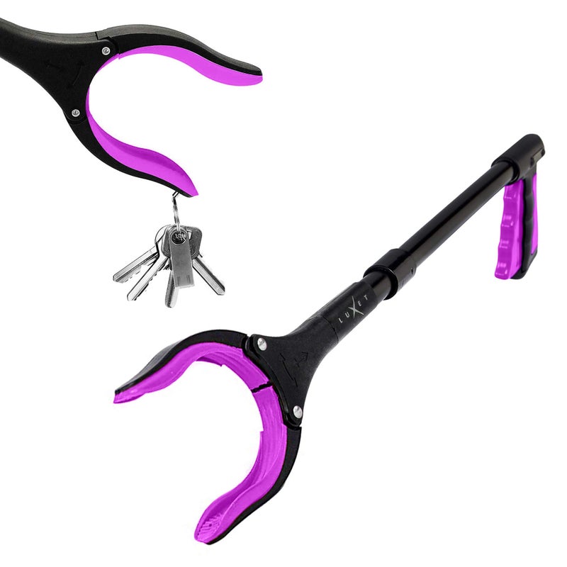 Luxet Grabber Reacher Tool 19 Inch Long, Foldable Pick Up Stick - Strong Grip Magnetic Tip - Heavy Duty Trash Picker Claw Reacher Grabber Tool Elderly Wheelchair Mobility Aid (Pink) - Image 1