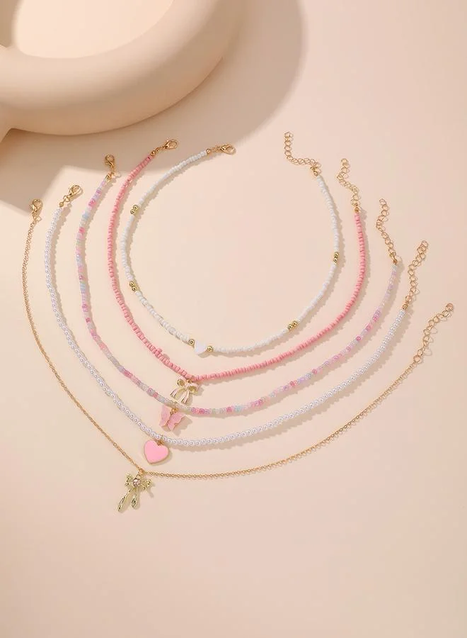 Take Two Take Two 5pcs Assorted Pendant Beaded Necklace Set