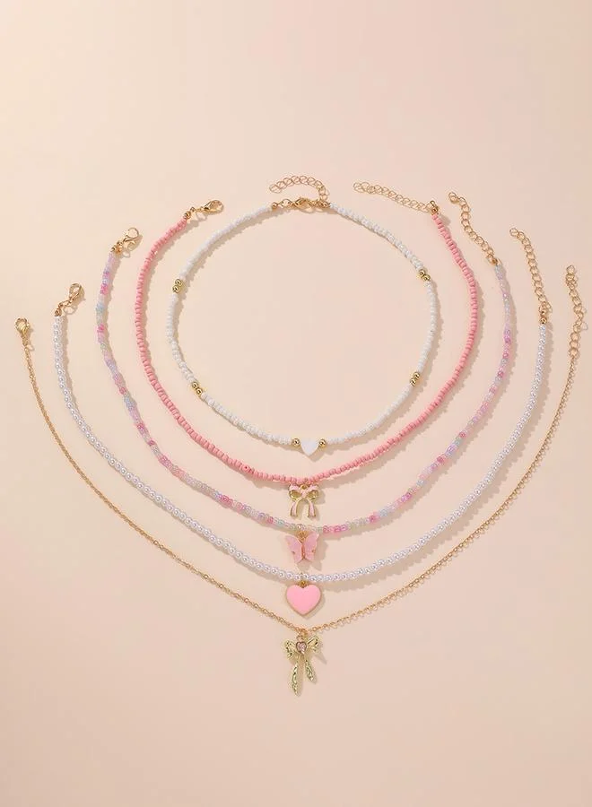 Take Two Take Two 5pcs Assorted Pendant Beaded Necklace Set